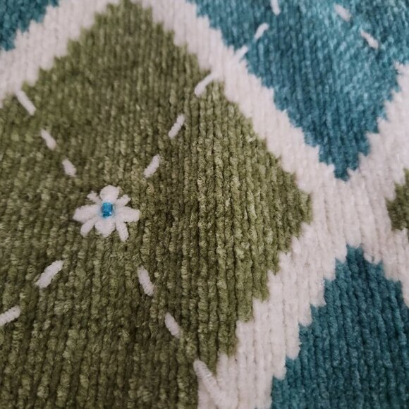 VTG Alfred Dunner Womens Chenille Sweater Small Multi Floral Beaded Rubbed Cuffs - Picture 11 of 11